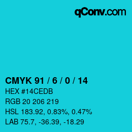 Farbcode: CMYK 91 / 6 / 0 / 14 | qconv.com