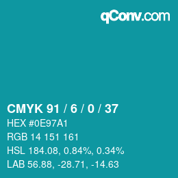 カラーコード: CMYK 91 / 6 / 0 / 37 | qconv.com