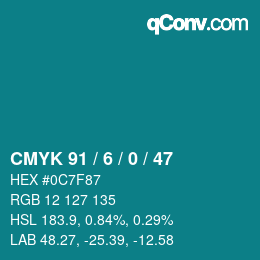Color code: CMYK 91 / 6 / 0 / 47 | qconv.com