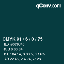 Color code: CMYK 91 / 6 / 0 / 75 | qconv.com