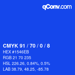 カラーコード: CMYK 91 / 70 / 0 / 8 | qconv.com