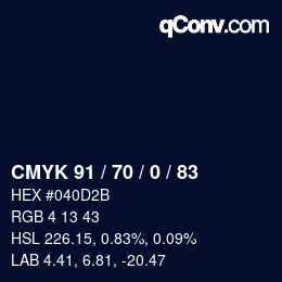 Color code: CMYK 91 / 70 / 0 / 83 | qconv.com