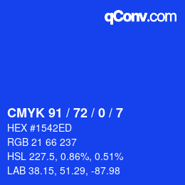 颜色代码: CMYK 91 / 72 / 0 / 7 | qconv.com