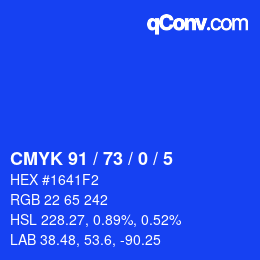 Color code: CMYK 91 / 73 / 0 / 5 | qconv.com