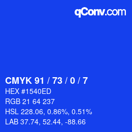 Color code: CMYK 91 / 73 / 0 / 7 | qconv.com