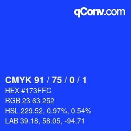 Color code: CMYK 91 / 75 / 0 / 1 | qconv.com
