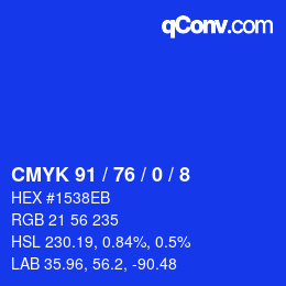 Color code: CMYK 91 / 76 / 0 / 8 | qconv.com