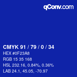 颜色代码: CMYK 91 / 79 / 0 / 34 | qconv.com