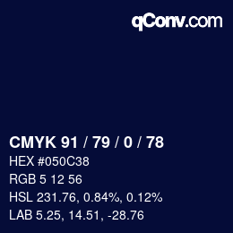 Color code: CMYK 91 / 79 / 0 / 78 | qconv.com