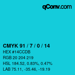 Color code: CMYK 91 / 7 / 0 / 14 | qconv.com