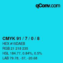 カラーコード: CMYK 91 / 7 / 0 / 8 | qconv.com