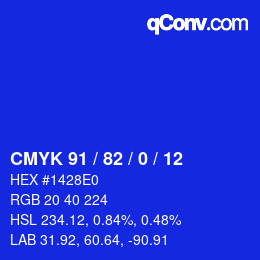 Código de color: CMYK 91 / 82 / 0 / 12 | qconv.com