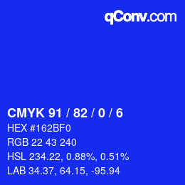 颜色代码: CMYK 91 / 82 / 0 / 6 | qconv.com