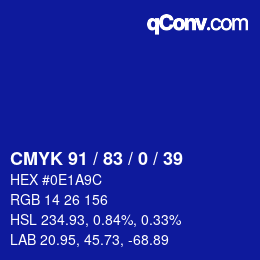 Color code: CMYK 91 / 83 / 0 / 39 | qconv.com
