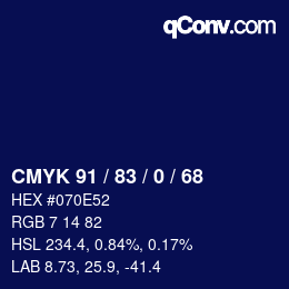 Color code: CMYK 91 / 83 / 0 / 68 | qconv.com