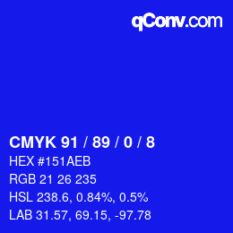 颜色代码: CMYK 91 / 89 / 0 / 8 | qconv.com