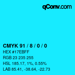 颜色代码: CMYK 91 / 8 / 0 / 0 | qconv.com