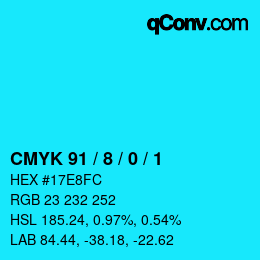 Color code: CMYK 91 / 8 / 0 / 1 | qconv.com