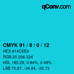 カラーコード: CMYK 91 / 8 / 0 / 12 | qconv.com
