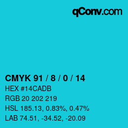 Color code: CMYK 91 / 8 / 0 / 14 | qconv.com
