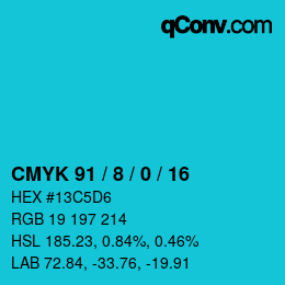 Color code: CMYK 91 / 8 / 0 / 16 | qconv.com