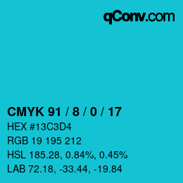Color code: CMYK 91 / 8 / 0 / 17 | qconv.com