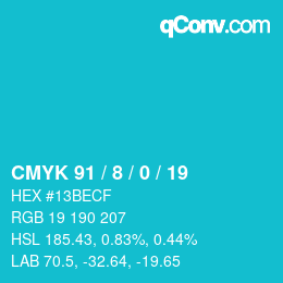 颜色代码: CMYK 91 / 8 / 0 / 19 | qconv.com