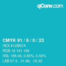 Color code: CMYK 91 / 8 / 0 / 23 | qconv.com