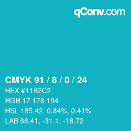 Color code: CMYK 91 / 8 / 0 / 24 | qconv.com
