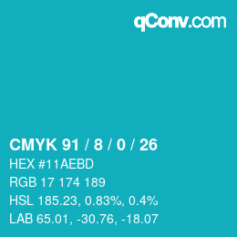カラーコード: CMYK 91 / 8 / 0 / 26 | qconv.com
