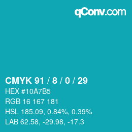 颜色代码: CMYK 91 / 8 / 0 / 29 | qconv.com