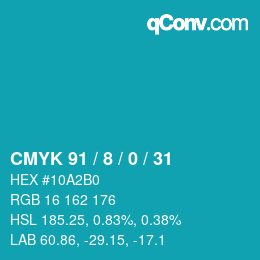 Color code: CMYK 91 / 8 / 0 / 31 | qconv.com