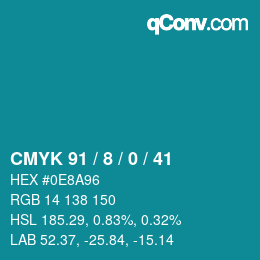 Color code: CMYK 91 / 8 / 0 / 41 | qconv.com
