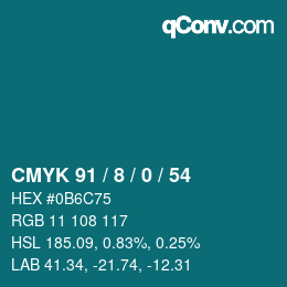 颜色代码: CMYK 91 / 8 / 0 / 54 | qconv.com