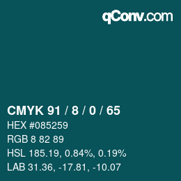カラーコード: CMYK 91 / 8 / 0 / 65 | qconv.com