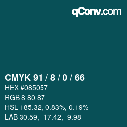 カラーコード: CMYK 91 / 8 / 0 / 66 | qconv.com