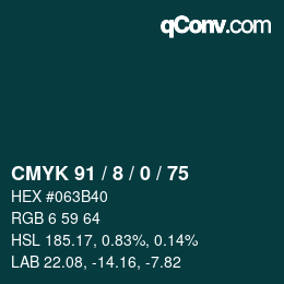 カラーコード: CMYK 91 / 8 / 0 / 75 | qconv.com