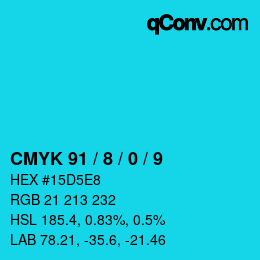 カラーコード: CMYK 91 / 8 / 0 / 9 | qconv.com