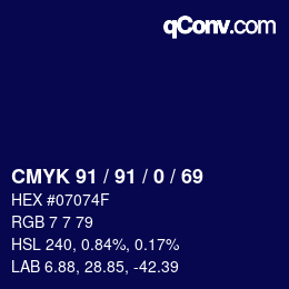 Color code: CMYK 91 / 91 / 0 / 69 | qconv.com