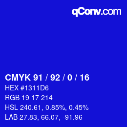 カラーコード: CMYK 91 / 92 / 0 / 16 | qconv.com