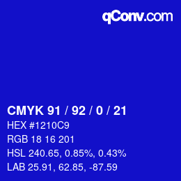 カラーコード: CMYK 91 / 92 / 0 / 21 | qconv.com