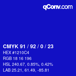 Color code: CMYK 91 / 92 / 0 / 23 | qconv.com