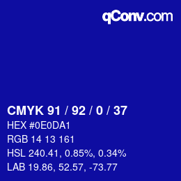 カラーコード: CMYK 91 / 92 / 0 / 37 | qconv.com