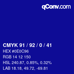 カラーコード: CMYK 91 / 92 / 0 / 41 | qconv.com