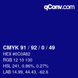 カラーコード: CMYK 91 / 92 / 0 / 49 | qconv.com