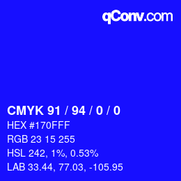 カラーコード: CMYK 91 / 94 / 0 / 0 | qconv.com