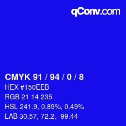 カラーコード: CMYK 91 / 94 / 0 / 8 | qconv.com