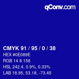 Color code: CMYK 91 / 95 / 0 / 38 | qconv.com