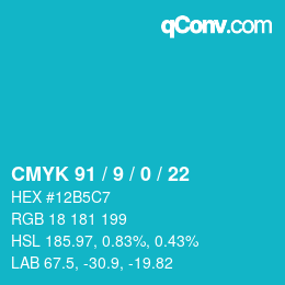 Color code: CMYK 91 / 9 / 0 / 22 | qconv.com