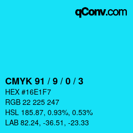 Farbcode: CMYK 91 / 9 / 0 / 3 | qconv.com